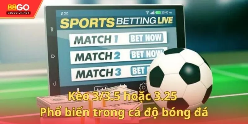 Kèo 3/3.5 hoặc 3.25 là loại cược phổ biến trong cá độ bóng đá